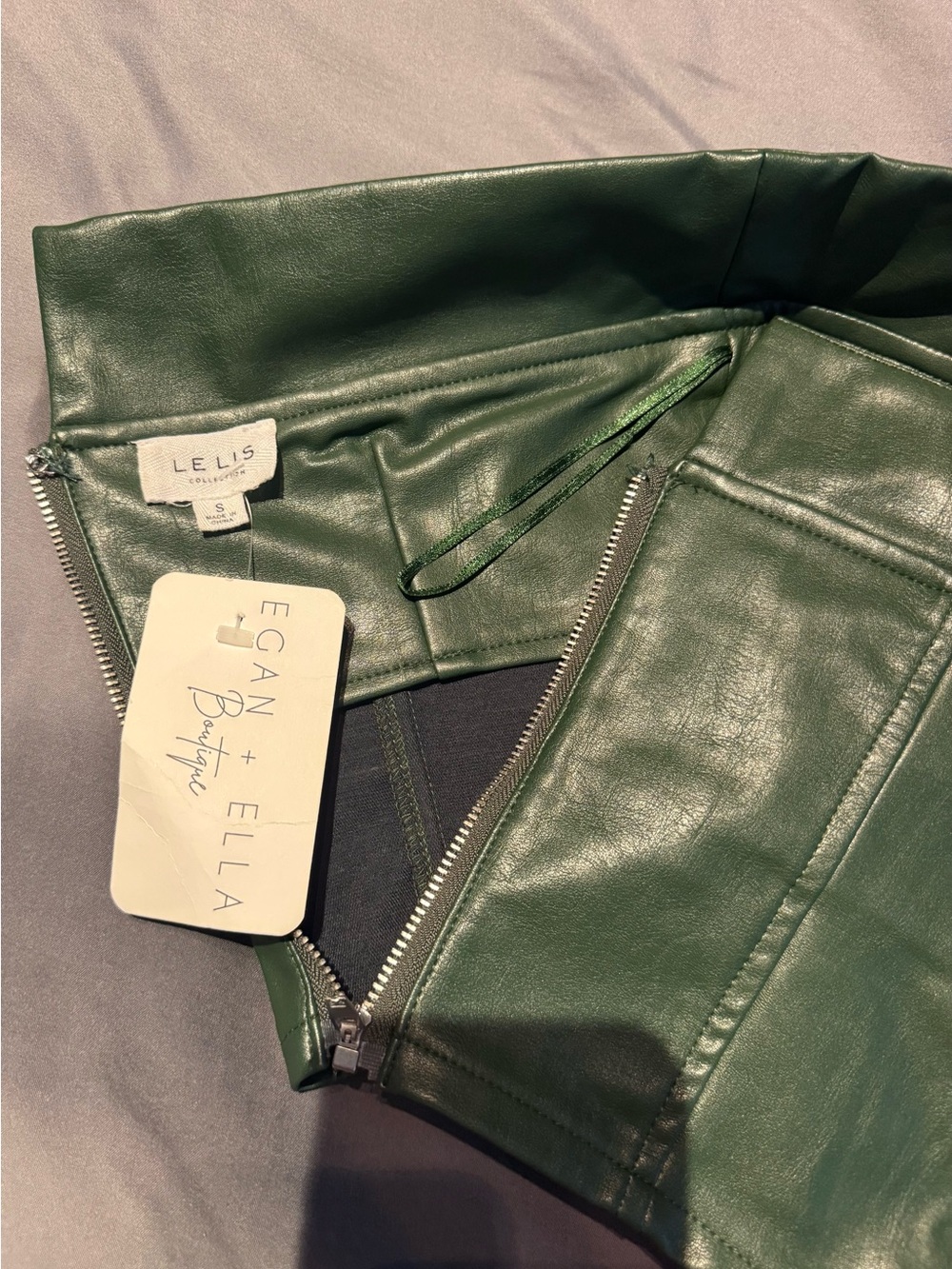 Le Lis Dark Green Faux Leather Strapless Bustier Jacket - Picture 3 of 3
